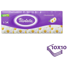 Violeta papírzsebkendő 3 rétegű kamilla 10 × 10 darab higiéniai papíráru