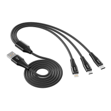 Vipfan X16 3w1 USB-C/Lightning/Micro 3.5A 1.5m USB kábel (czarny) kábel és adapter