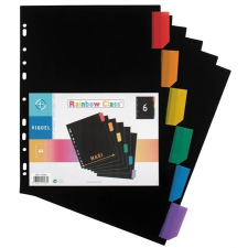 VIQUEL Regiszter, műanyag, A4 Maxi, 6 részes,  "Rainbow Class", fekete irattartó