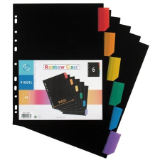VIQUEL Regiszter, műanyag, A4 Maxi, 6 részes, "Rainbow Class", fekete irattartó