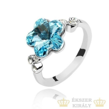 Virág formájú gyűrű, Aquamarine, Swarovski köves, 7,25 gyűrű