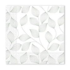 Virág Levél Grey szalvéta 20 db-os 33x33 cm FSC party kellék