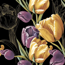 Virág Tulipán Majestic Black szalvéta 20 db-os 33x33 cm party kellék
