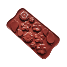  Virágok és levél, szilikon forma, 12 adagos sütés és főzés