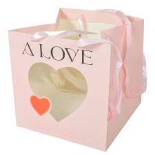  Virágtasak szív ablakos pink M28x28cm dekorációs kellék