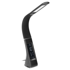 VIRONE bőrhatású LED 5W, asztali lámpa órával, 400lm, 4000K, fekete világítás