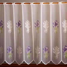 Vitrage Fehér jacquard vitrázs függöny, levendula mintával - 90 cm magas lakástextília