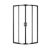 Viva Aqua Max 90x90 cm íves két tolóajtós zuhanykabin zuhanytálcával és króm szifonnal, fekete elemekkel, 190 cm magas