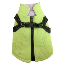  Vízálló bélelt kutyakabát beépített hámmal - Zöld - XL kutyaruha