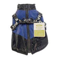  Vízálló bélelt kutyakabát és dzseki beépített hámmal - Kék - XXL kutyaruha