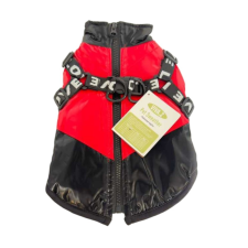  Vízálló bélelt kutyakabát és dzseki beépített hámmal - Piros - M kutyaruha