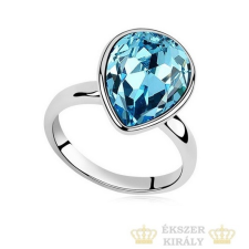  Vízcsepp kristály gyűrű, Aquamarine, Swarovski köves, 8 gyűrű