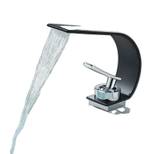  Vízesés mosogató csaptelep, tartós sárgaréz szerkezet, egykaros vezérlés, fekete króm B csaptelep