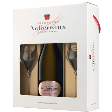  Vollereaux Brut ROSE de S. Champagne 12% pdd. + 2 pohár pezsgő