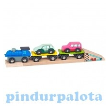  Vonatkészlet kiegészítő - autószállító vonat autópálya és játékautó