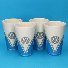  VW kék retro Volkswagen bambusz pohárszett (4 db) ajándéktárgy
