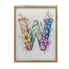  W BETŰ VIRÁGOS FALI PLAKÁT KERET NÉLKÜL 70x100 CM MATTE grafika, keretezett kép