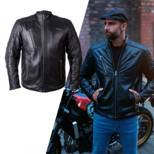 W-Tec Bőr motoros kabát W-TEC Elcabron fekete XXL motoros kabát