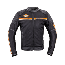 W-Tec Férfi motoros kabát W-TEC 2Stripe fekete-bézs-narancs 4XL motoros kabát