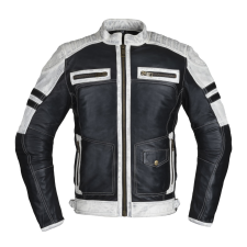 W-Tec Motoros bőrkabát W-TEC Esbiker fekete bézs csíkokkal XL motoros kabát