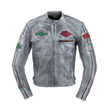 W-Tec Motoros bőrkabát W-TEC Sheawen Waxed Grey szürke M motoros kabát