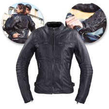 W-Tec Női motoros bőrdzseki W-TEC Strass fekete kövekkel XXL motoros kabát