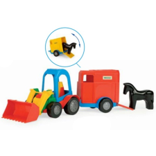 Wader Homlokrakodós Traktor lószállító utánfutóval 41 cm – Wader autópálya és játékautó