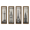  Wallity Decorative Framed MDF Painting (4 Pieces) Brown White Black KZM388