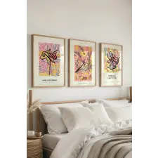  Wallity Dekoratív Kép Szett (3 darabos) Többszínű Ç-300375 - 3040 grafika, keretezett kép