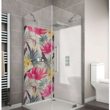  Wallplex fürdőszobai dekorpanel Trópusi virágok pink 90 cm x 200 cm tapéta, díszléc és más dekoráció