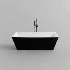 Water Fun CUBE || szabadon álló fürdőkád, fekete-fehér, 170x75x58 cm kád, zuhanykabin