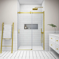 Water Fun Milano || Gold toló zuhanyajtó, 120x195cm, 8mm, NANO kád, zuhanykabin