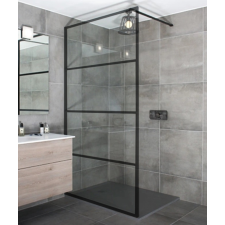 Water Fun Walk-in BLACK zuhanyfal 120, 200cm, 8mm kád, zuhanykabin