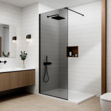 Water Fun Walk-in || Black zuhanyfal, füstüveggel 100, 200cm, 8mm, NANO fürdőkellék