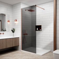 Water Fun Walk-in Rose Gold zuhanyfal, füstüveggel 80, 200cm, 8mm, NANO kád, zuhanykabin