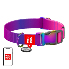  Waudog gradiens nejlon nyakörv QR kóddal, lila, M méret nyakörv, póráz, hám kutyáknak