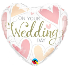 Wedding Day Hearts, Esküvő fólia lufi 46 cm party kellék