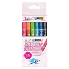 WEDO Filctoll készlet, 1-2 mm, metál ezüst, WEDO, 6 különböző színű kontúrral filctoll, marker