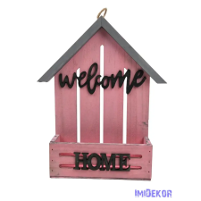  Welcome feliratos faháztartó - Rózsaszín dekorációs kellék