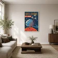  Welcome to Space retro rakéta poszter vászonkép dekoráció