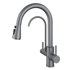 Welland Clearwater 3 utas / vízszűrős mosogató csaptelep - kihúzható zuhanyfej (gunmetal) csaptelep