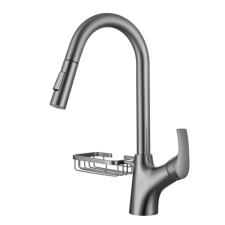 Welland FH-3411 mosogató csaptelep - kihúzható multifunkciós fej - tároló rekesz (gunmetal) csaptelep