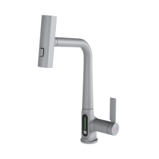 Welland FH-3428CR-5 mosogató smart csaptelep - kihúzható multifunkciós fej - vízhőfok kijelző (szürke) csaptelep