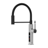 Welland H-6047 mosogató smart csaptelep - kihúzható flexibilis fej - vízhőfok kijelző (fekete - króm)