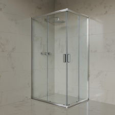 Welland RE-810 zuhanykabin elhúzható ajtóval - 80 x 100 cm - króm profil kád, zuhanykabin