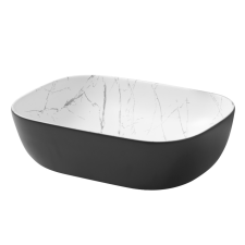Welland Rio pultra építhető mosdókagyló - 46 x 32 cm (fekete / fehér márvány) szaniter