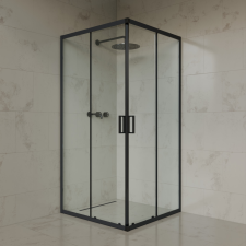 Welland SQ-9090 zuhanykabin elhúzható ajtóval - 90 x 90 cm - fekete profil kád, zuhanykabin