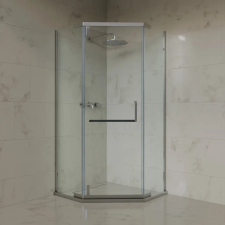 Welland SUS-D-9090 helytakarékos zuhanykabin - 90 x 90 cm - króm profil kád, zuhanykabin