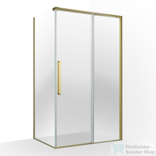 Wellis Clara 120x90 szögletes tolóajtós zuhanykabin Easy Clean bevonattal, brushed gold kád, zuhanykabin