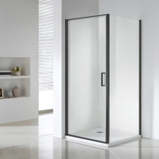 Wellis QUADRUM BLACK zuhanykabin, Easy Clean bevonat, 90x90x190 cm, átlátszó üveg/matt fekete keret kád, zuhanykabin